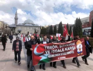 Erzurum’da Sağlık Çalışanları İsrail’in Gazze’ye Saldırılarını Protesto Etti